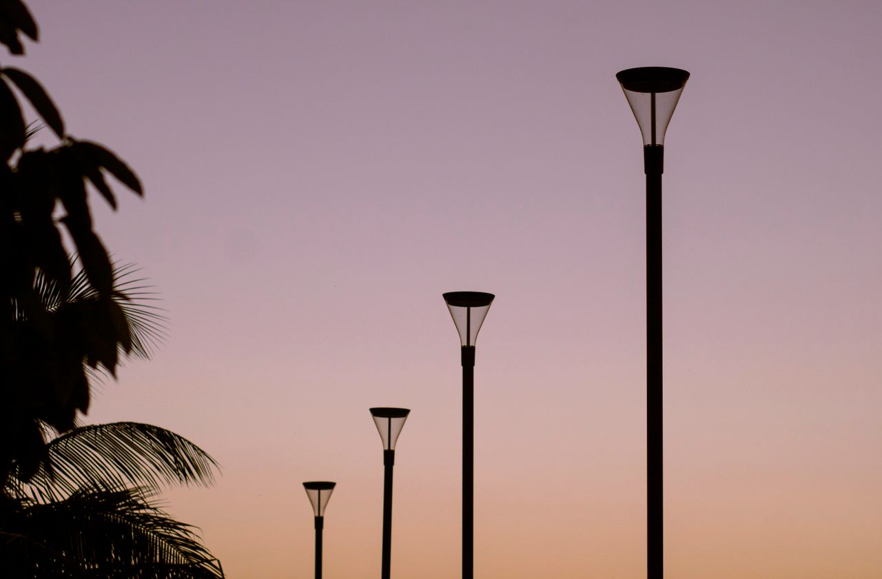 Mastering the First Impression: Your intriguing post title goes here Row of street lamps silhouetted against a gradient twilight sky with trees on the side.